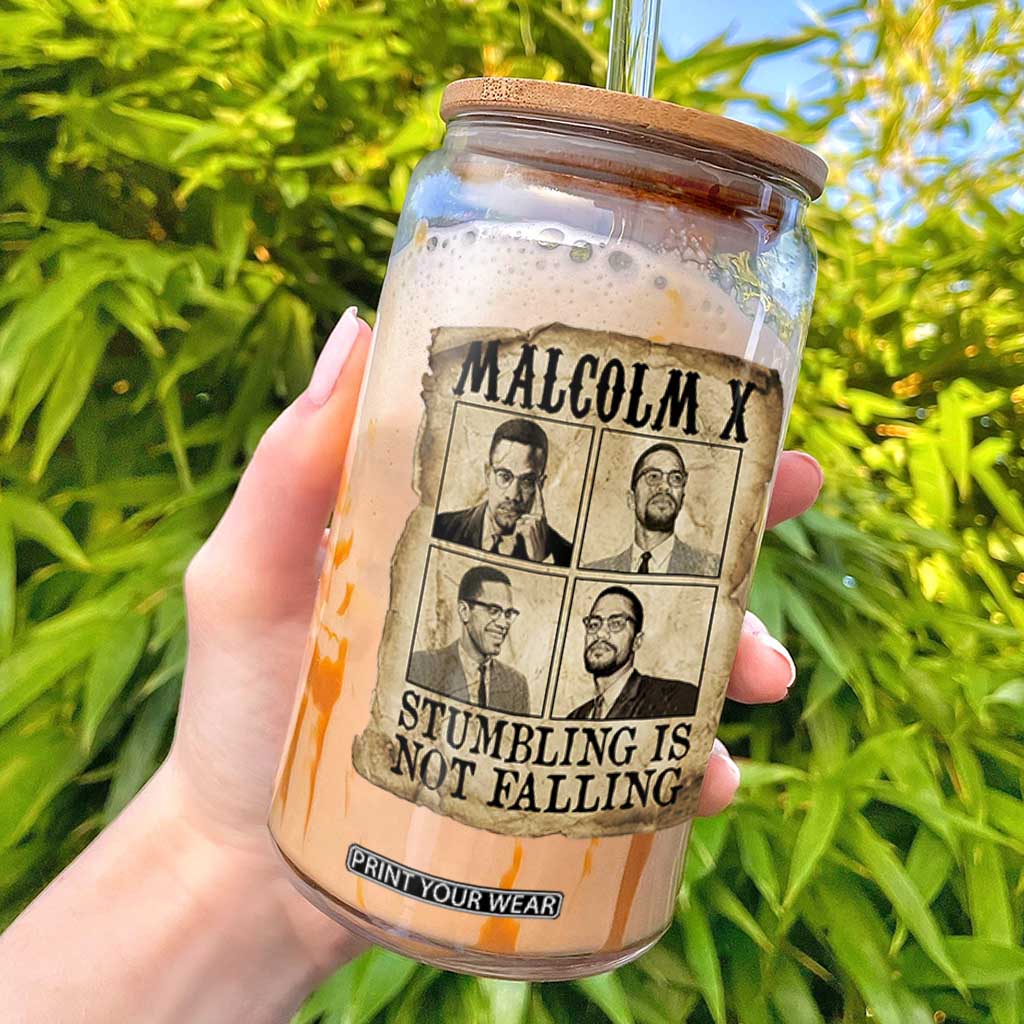 Malcolm X Glass Can Stumbling Is Not Falling Historical Poster TS12 Black Print Your Wear