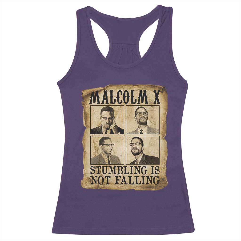 Malcolm X Racerback Tank Top Stumbling Is Not Falling Historical Poster TS12 Purple Print Your Wear