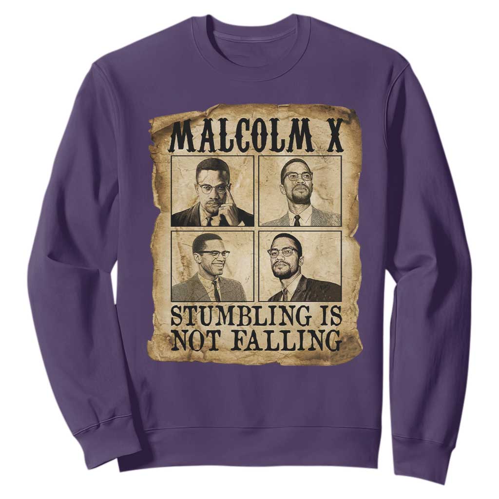 Malcolm X Sweatshirt Stumbling Is Not Falling Historical Poster TS12 Purple Print Your Wear