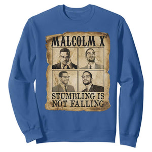 Malcolm X Sweatshirt Stumbling Is Not Falling Historical Poster TS12 Royal Blue Print Your Wear
