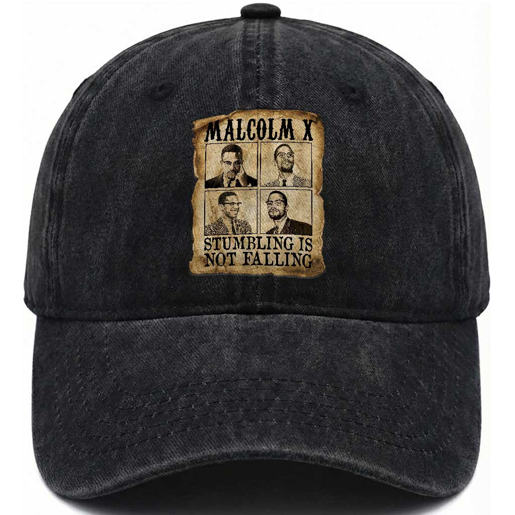 Malcolm X Washed Cotton Baseball Cap Stumbling Is Not Falling Historical Poster TS12 Print Your Wear