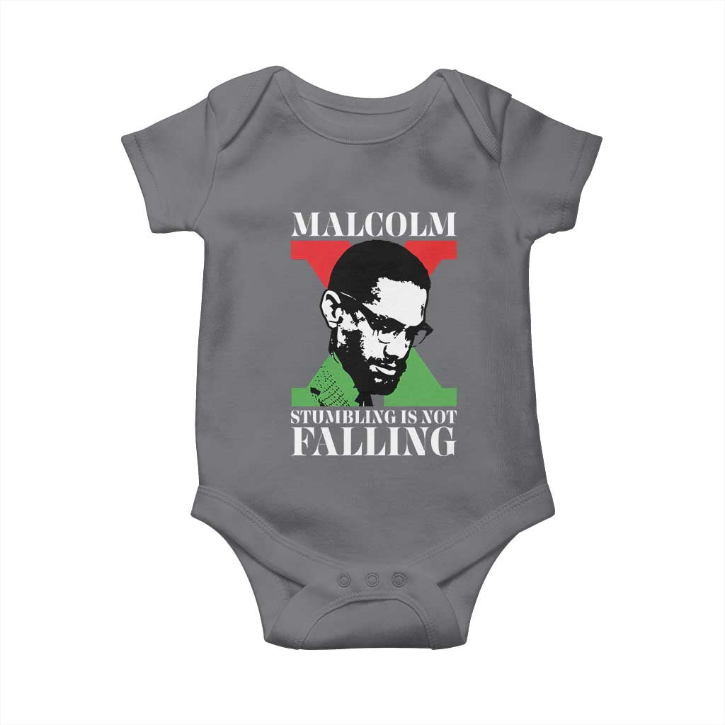Malcolm X Baby Onesie Stumbling Is Not Falling Black History Leader TS12 Charcoal Print Your Wear