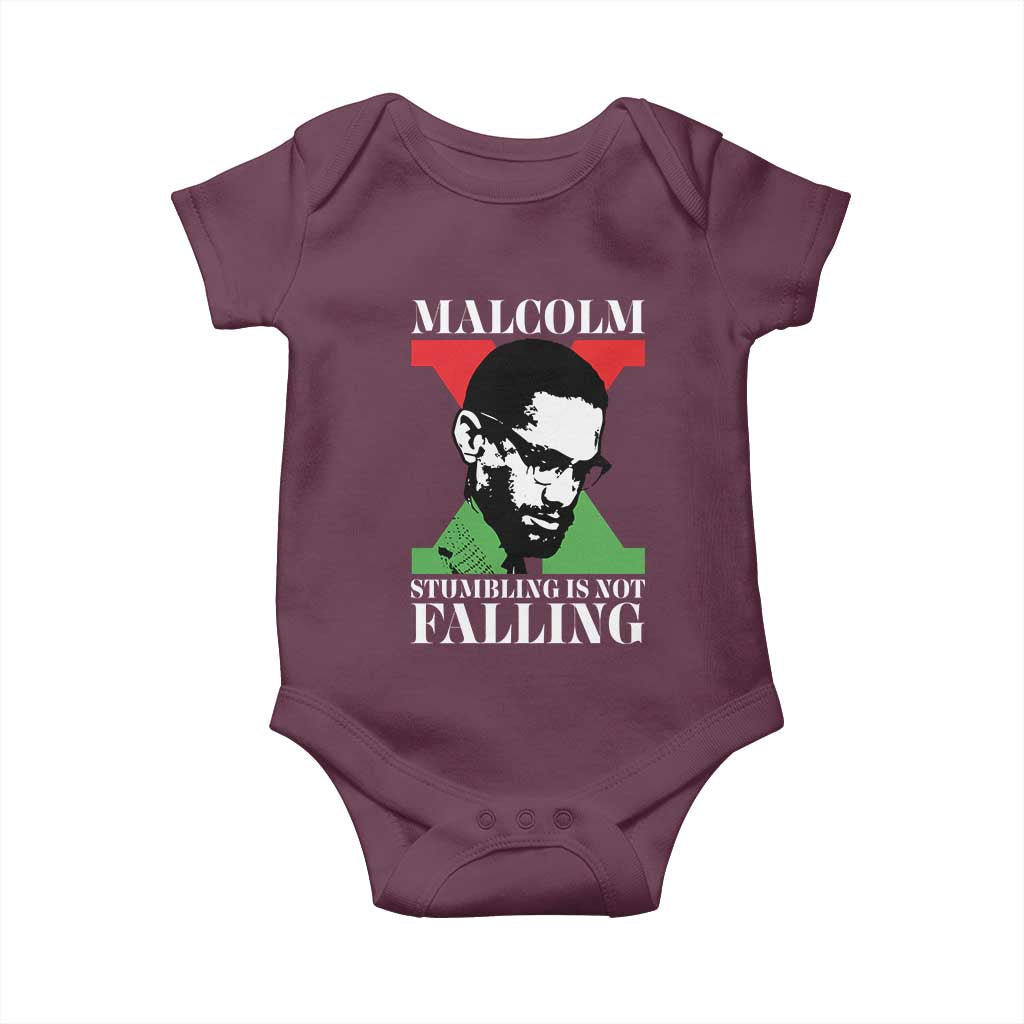 Malcolm X Baby Onesie Stumbling Is Not Falling Black History Leader TS12 Maroon Print Your Wear