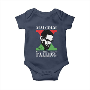 Malcolm X Baby Onesie Stumbling Is Not Falling Black History Leader TS12 Navy Print Your Wear