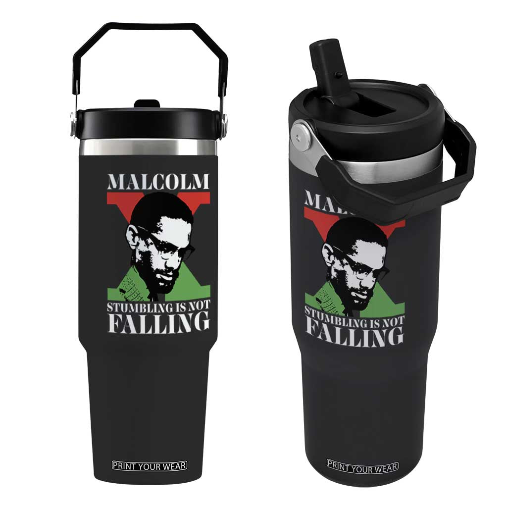 Malcolm X Flip Straw Tumbler Stumbling Is Not Falling Black History Leader TS12 One Size: 30 oz Black Print Your Wear