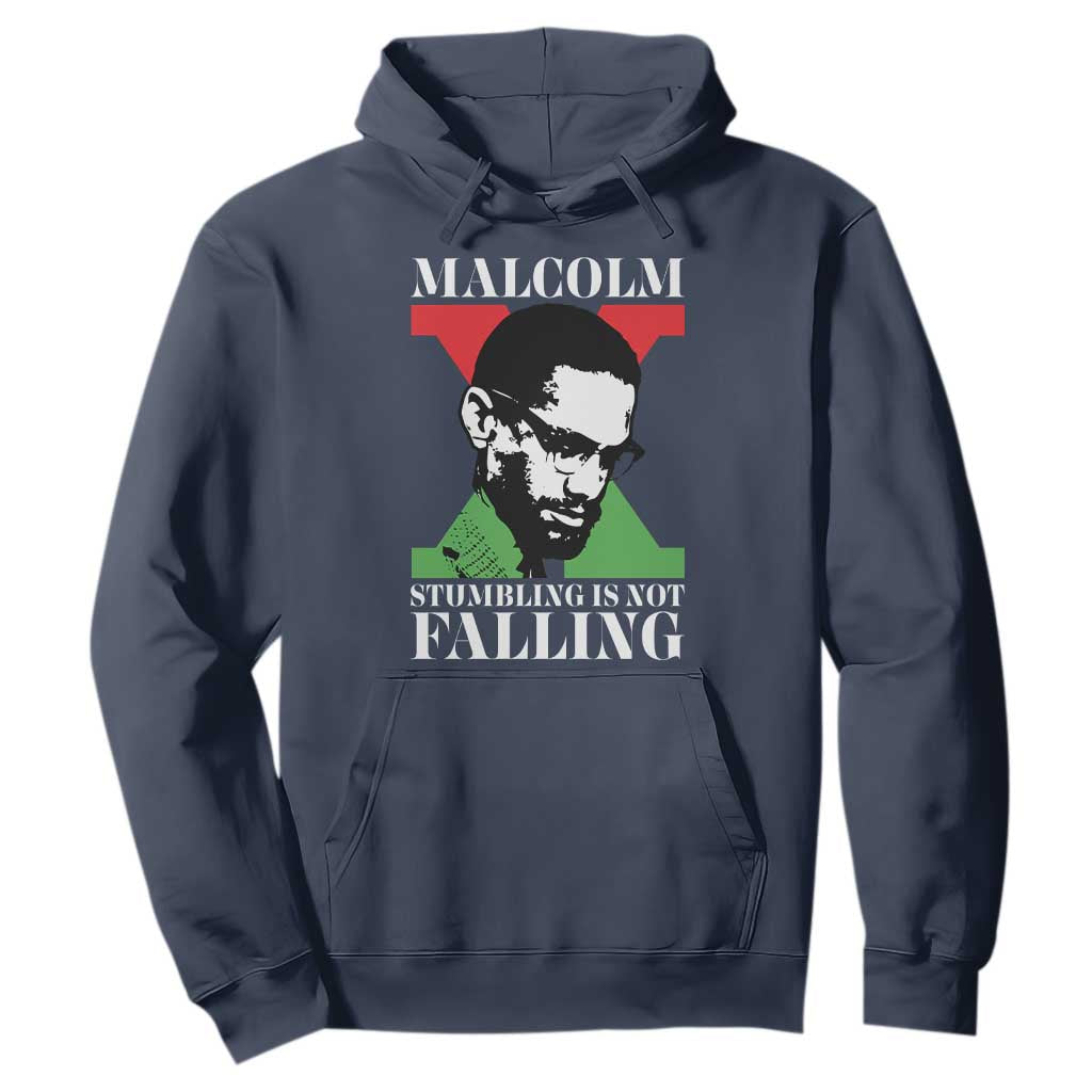 Malcolm X Hoodie Stumbling Is Not Falling Black History Leader TS12 Navy Print Your Wear