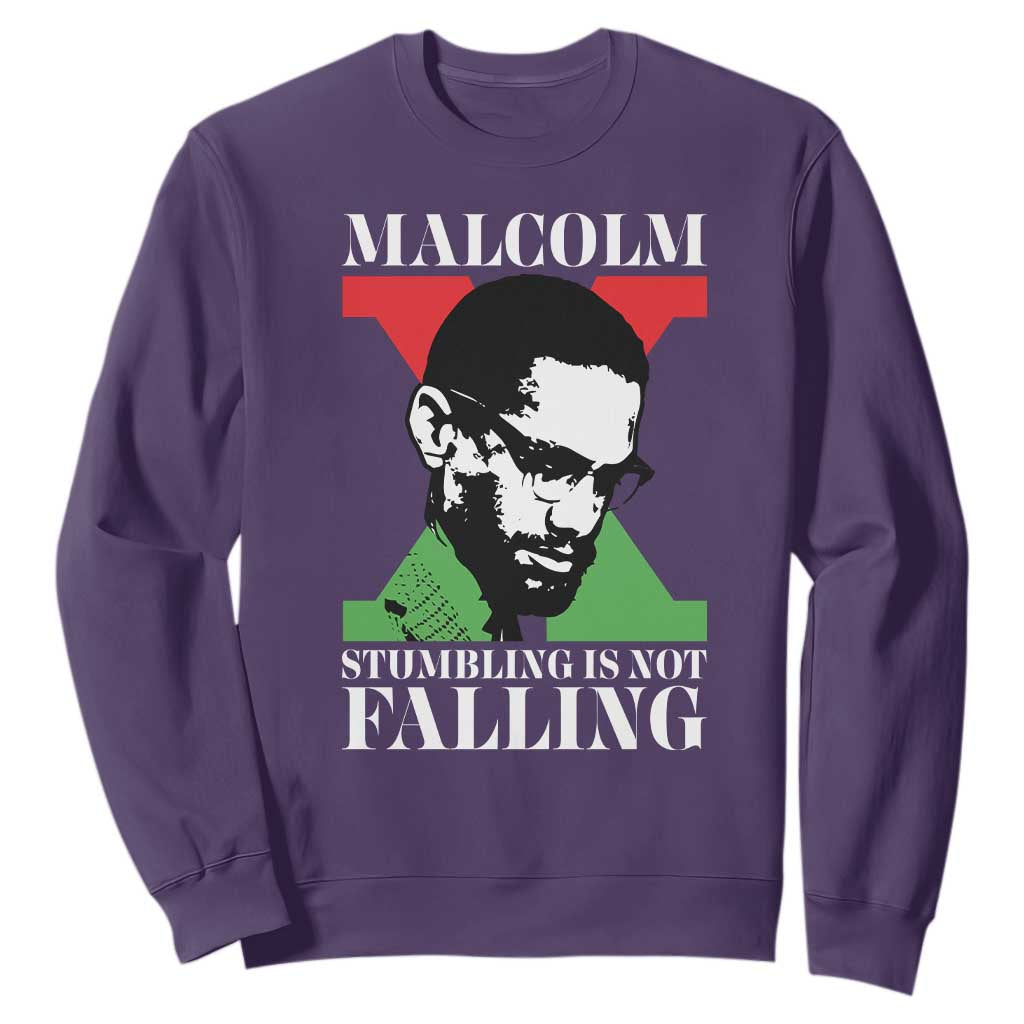 Malcolm X Sweatshirt Stumbling Is Not Falling Black History Leader TS12 Purple Print Your Wear