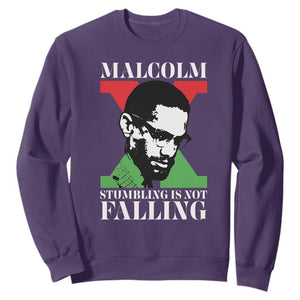 Malcolm X Sweatshirt Stumbling Is Not Falling Black History Leader TS12 Purple Print Your Wear