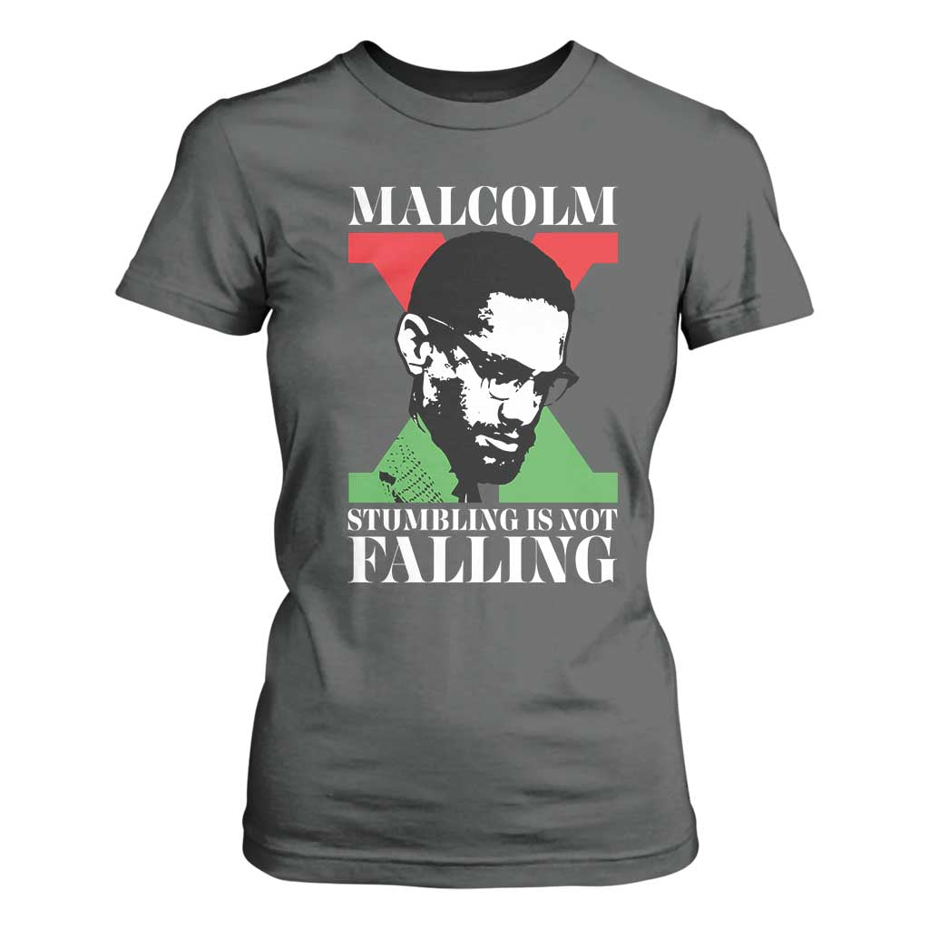 Malcolm X T Shirt For Women Stumbling Is Not Falling Black History Leader TS12 Dark Heather Print Your Wear