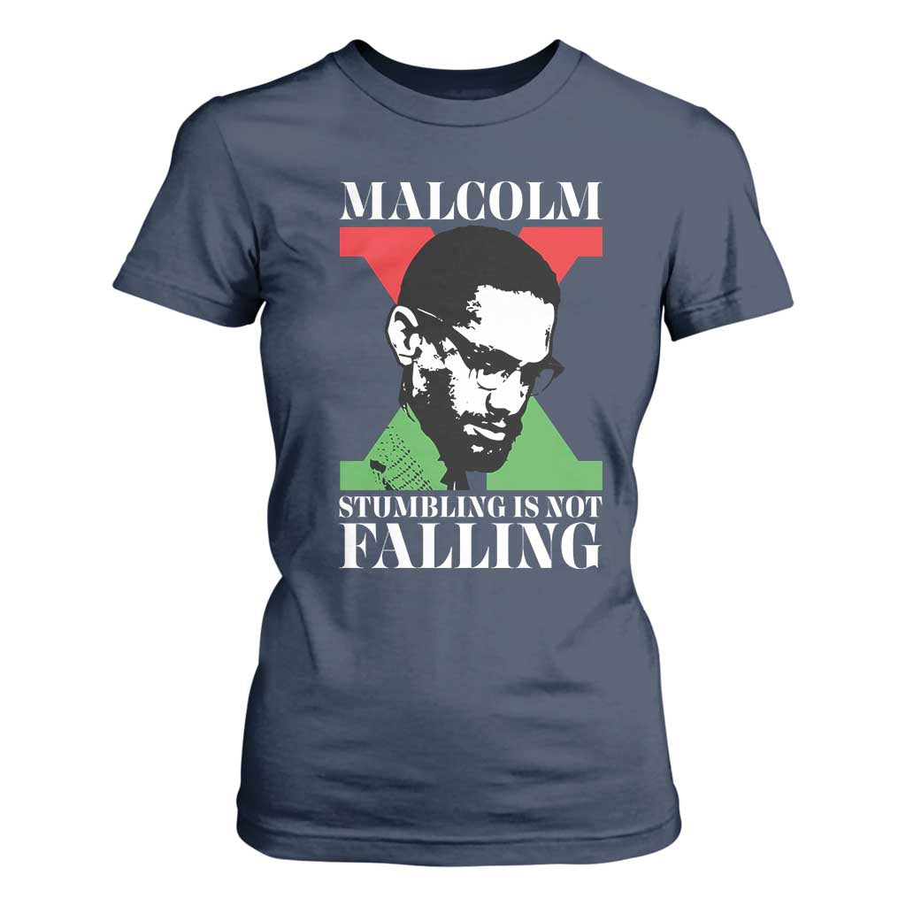 Malcolm X T Shirt For Women Stumbling Is Not Falling Black History Leader TS12 Navy Print Your Wear