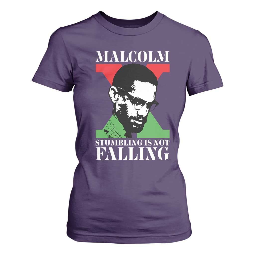Malcolm X T Shirt For Women Stumbling Is Not Falling Black History Leader TS12 Purple Print Your Wear