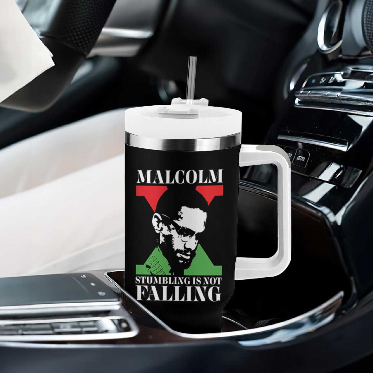 Malcolm X Tumbler With Handle Stumbling Is Not Falling Black History Leader TS12 Print Your Wear