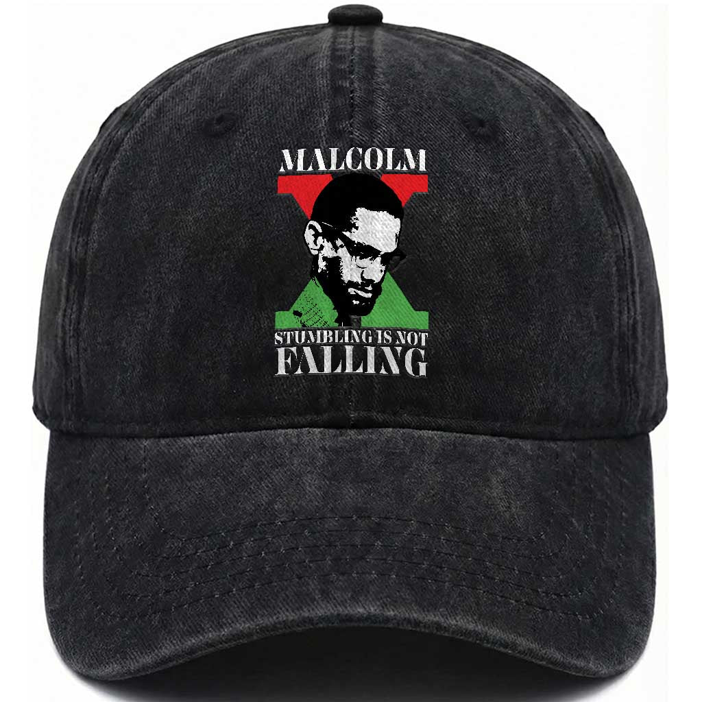 Malcolm X Washed Cotton Baseball Cap Stumbling Is Not Falling Black History Leader TS12 Print Your Wear