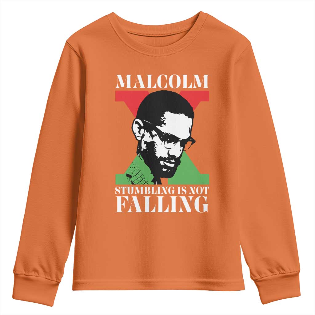 Malcolm X Youth Sweatshirt Stumbling Is Not Falling Black History Leader TS12 Orange Print Your Wear