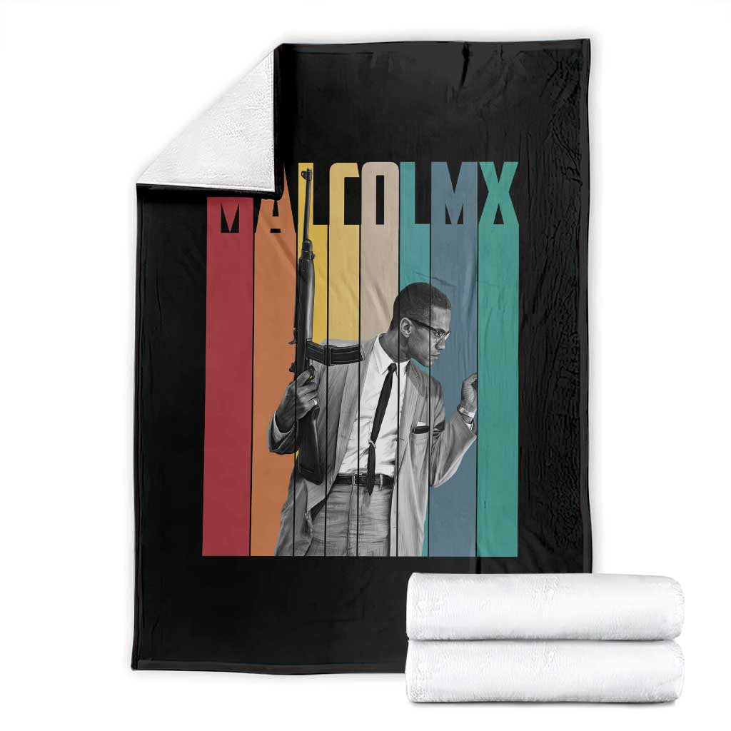 Malcolm X Throw Blanket Retro Portrait Black Empowerment Heritage Gift TS12 Black Print Your Wear