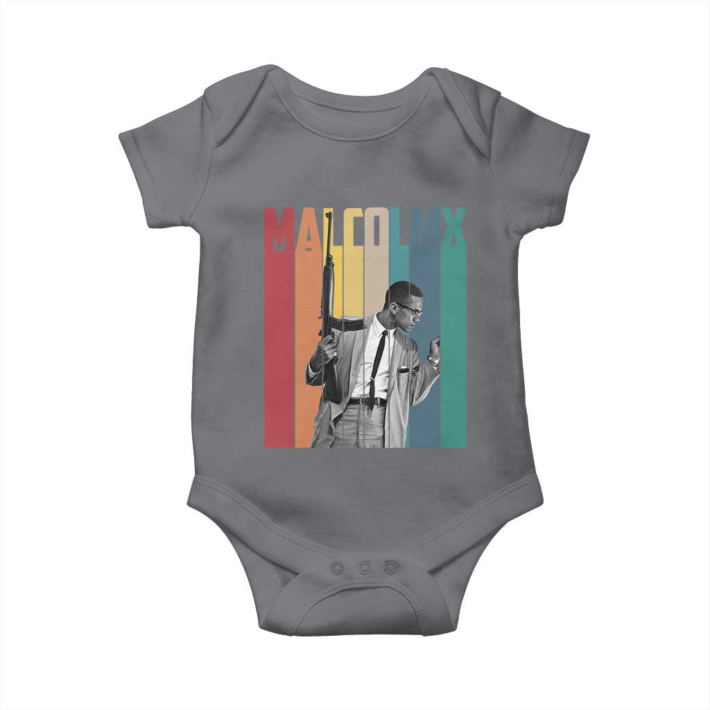 Malcolm X Baby Onesie Retro Portrait Black Empowerment Heritage Gift TS12 Charcoal Print Your Wear
