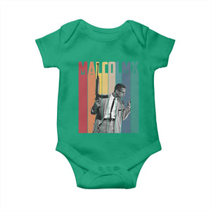 Malcolm X Baby Onesie Retro Portrait Black Empowerment Heritage Gift TS12 Irish Green Print Your Wear