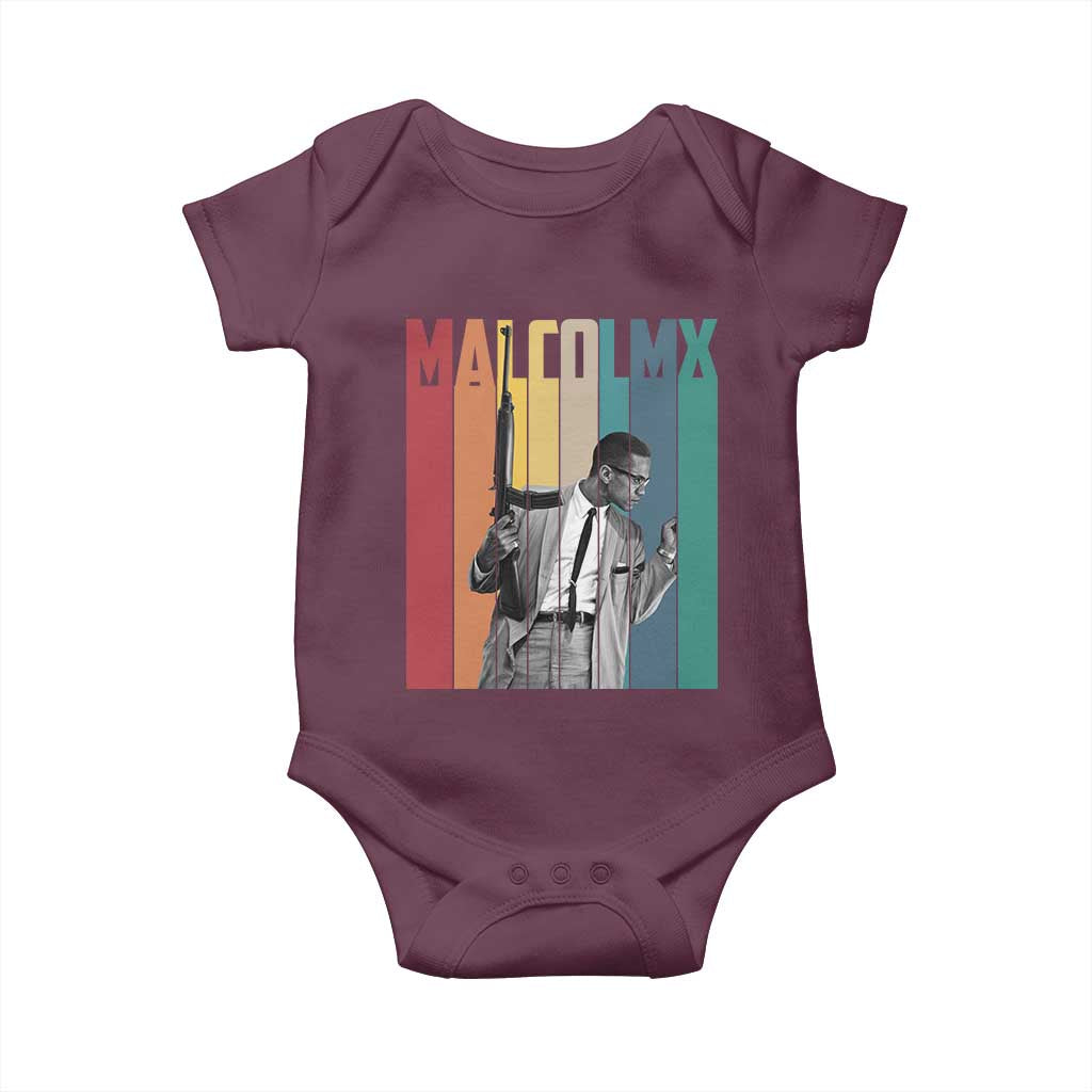 Malcolm X Baby Onesie Retro Portrait Black Empowerment Heritage Gift TS12 Maroon Print Your Wear
