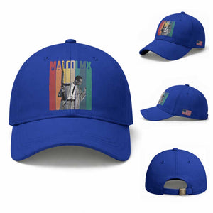 Malcolm X Baseball Cap Retro Portrait Black Empowerment Heritage Gift TS12 Baseball Cap Universal Fit Royal Blue Print Your Wear