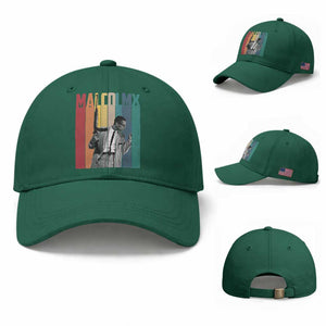 Malcolm X Baseball Cap Retro Portrait Black Empowerment Heritage Gift TS12 Baseball Cap Universal Fit Irish Green Print Your Wear