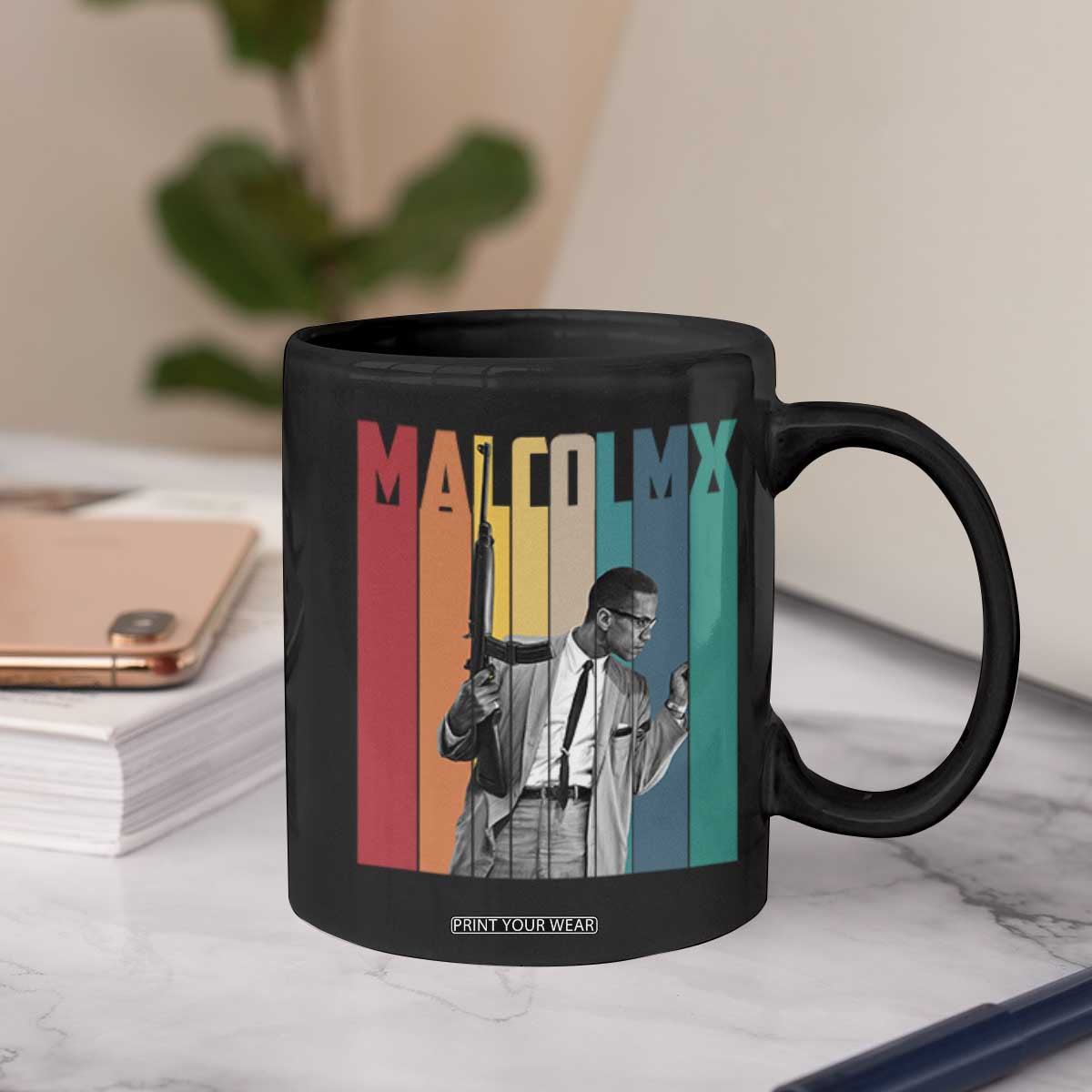 Malcolm X Coffee Mug Retro Portrait Black Empowerment Heritage Gift TS12 Print Your Wear