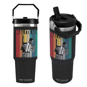 Malcolm X Flip Straw Tumbler Retro Portrait Black Empowerment Heritage Gift TS12 One Size: 30 oz Black Print Your Wear