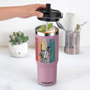 Malcolm X Flip Straw Tumbler Retro Portrait Black Empowerment Heritage Gift TS12 One Size: 30 oz Light Pink Print Your Wear