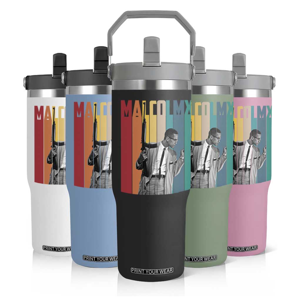 Malcolm X Flip Straw Tumbler Retro Portrait Black Empowerment Heritage Gift TS12 Print Your Wear