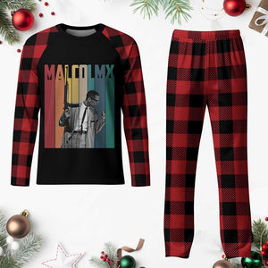 Malcolm X Plaid Pajama Set Retro Portrait Black Empowerment Heritage Gift TS12 Buffalo Plaid Print Your Wear