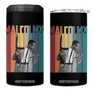 Malcolm X 4 in 1 Can Cooler Tumbler Retro Portrait Black Empowerment Heritage Gift TS12 One Size: 16 oz Black Print Your Wear