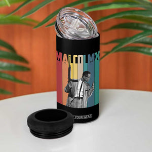 Malcolm X 4 in 1 Can Cooler Tumbler Retro Portrait Black Empowerment Heritage Gift TS12 Print Your Wear