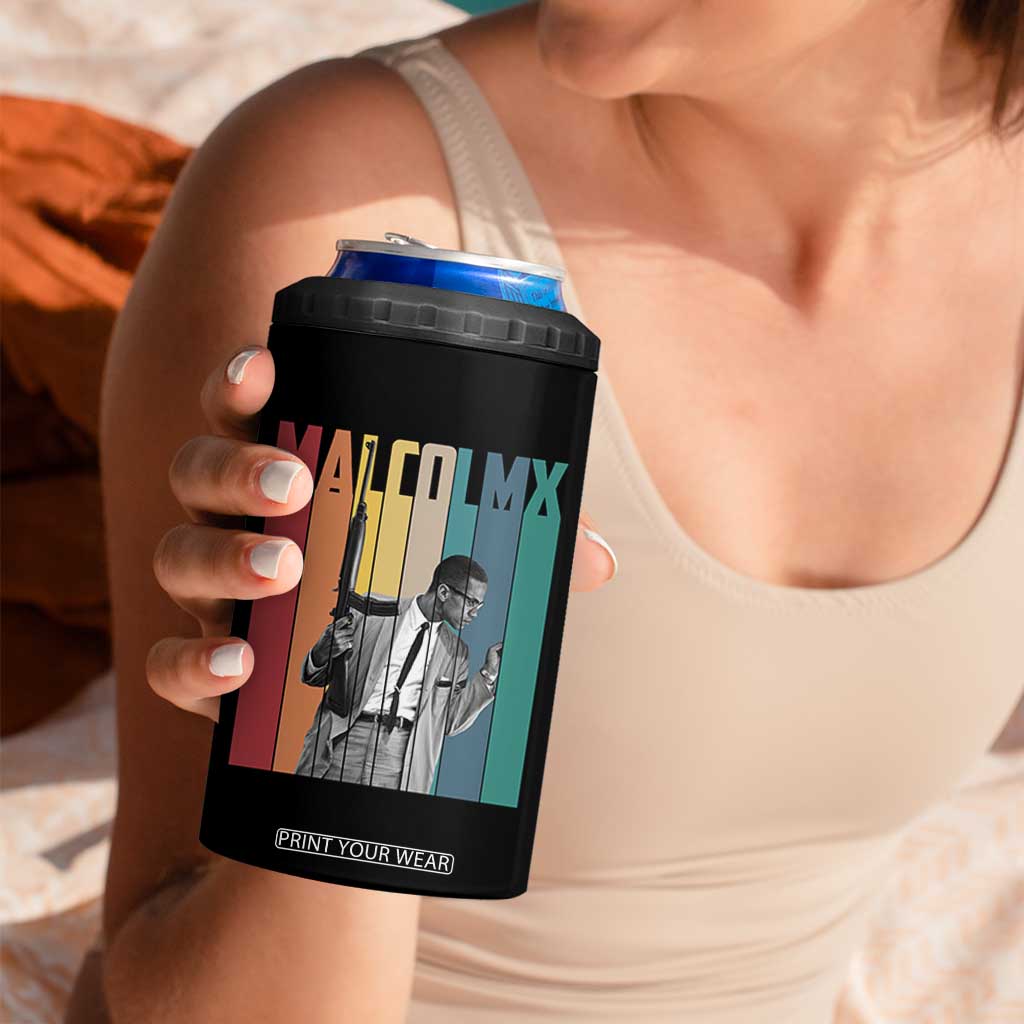 Malcolm X 4 in 1 Can Cooler Tumbler Retro Portrait Black Empowerment Heritage Gift TS12 Print Your Wear