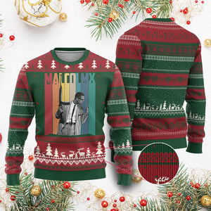 Malcolm X Ugly Christmas Sweater Retro Portrait Black Empowerment Heritage Gift TS12 Red Green Print Your Wear