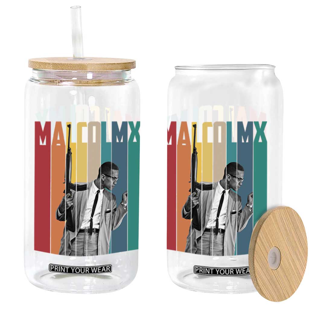 Malcolm X Glass Can Retro Portrait Black Empowerment Heritage Gift TS12 Print Your Wear