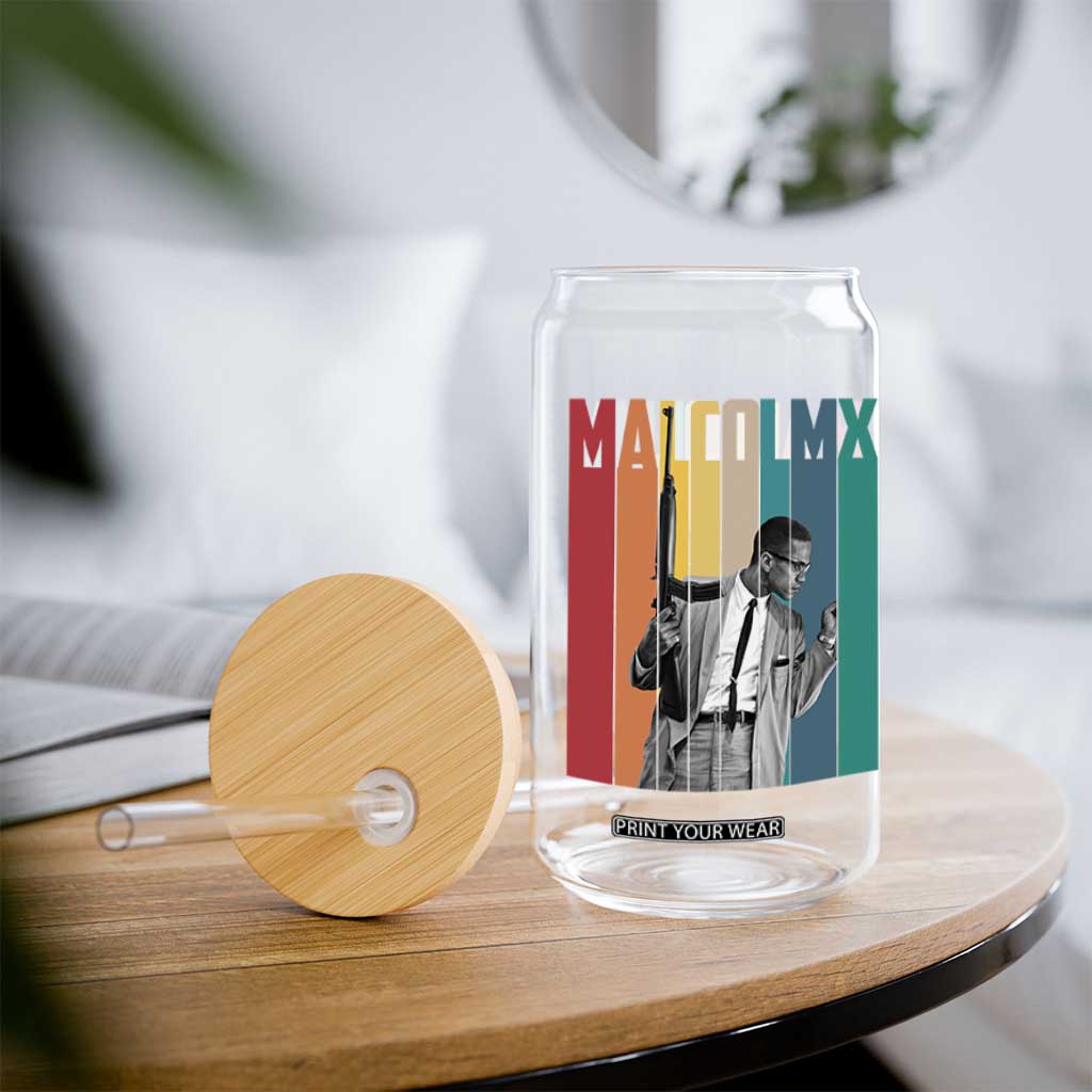 Malcolm X Glass Can Retro Portrait Black Empowerment Heritage Gift TS12 Print Your Wear