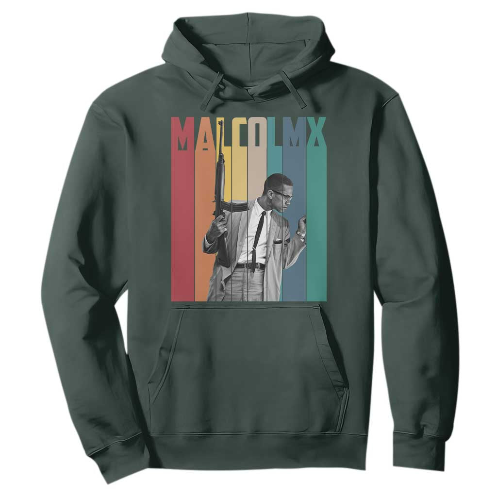Malcolm X Hoodie Retro Portrait Black Empowerment Heritage Gift TS12 Dark Forest Green Print Your Wear