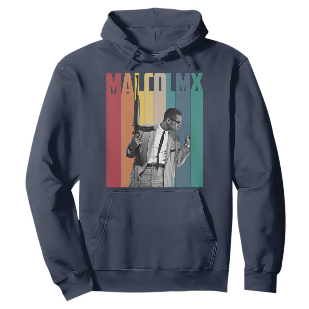 Malcolm X Hoodie Retro Portrait Black Empowerment Heritage Gift TS12 Navy Print Your Wear