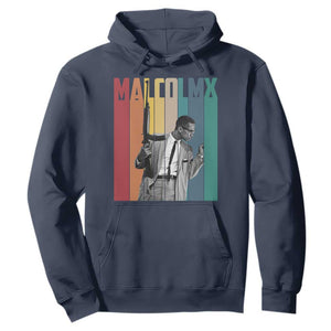 Malcolm X Hoodie Retro Portrait Black Empowerment Heritage Gift TS12 Navy Print Your Wear