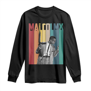 Malcolm X Long Sleeve Shirt Retro Portrait Black Empowerment Heritage Gift TS12 Black Print Your Wear