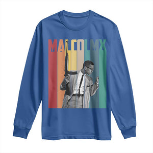 Malcolm X Long Sleeve Shirt Retro Portrait Black Empowerment Heritage Gift TS12 Royal Blue Print Your Wear
