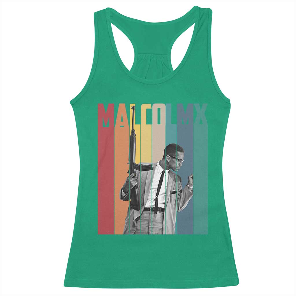 Malcolm X Racerback Tank Top Retro Portrait Black Empowerment Heritage Gift TS12 Irish Green Print Your Wear