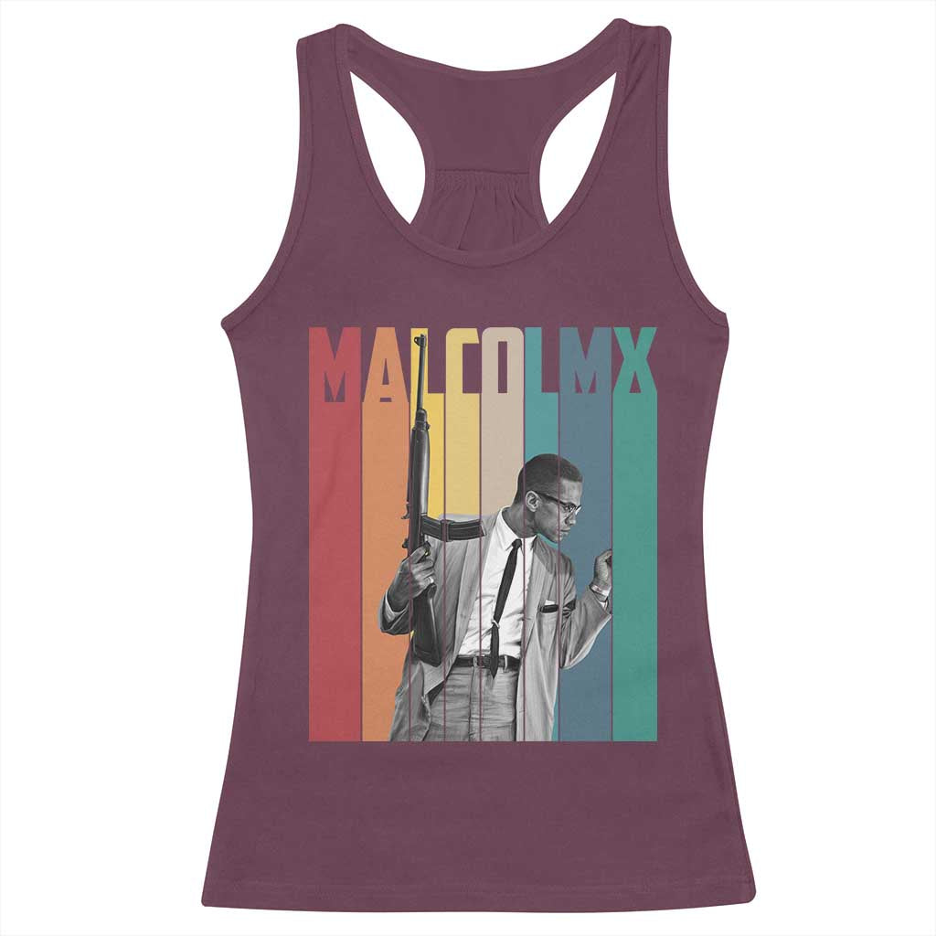 Malcolm X Racerback Tank Top Retro Portrait Black Empowerment Heritage Gift TS12 Maroon Print Your Wear