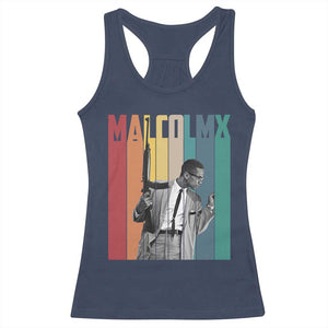 Malcolm X Racerback Tank Top Retro Portrait Black Empowerment Heritage Gift TS12 Navy Print Your Wear