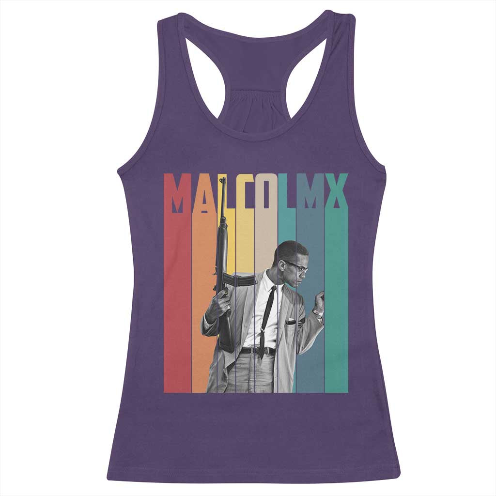 Malcolm X Racerback Tank Top Retro Portrait Black Empowerment Heritage Gift TS12 Purple Print Your Wear
