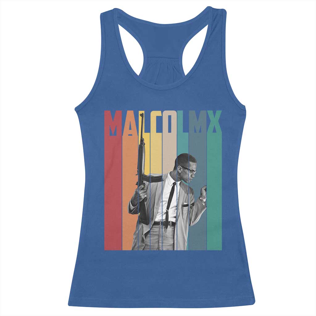 Malcolm X Racerback Tank Top Retro Portrait Black Empowerment Heritage Gift TS12 Royal Blue Print Your Wear