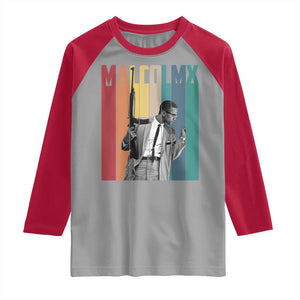 Malcolm X Raglan Shirt Retro Portrait Black Empowerment Heritage Gift TS12 Sport Gray Red Print Your Wear