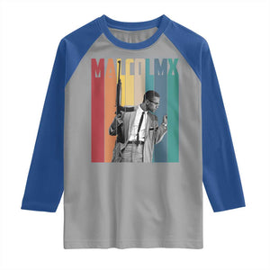 Malcolm X Raglan Shirt Retro Portrait Black Empowerment Heritage Gift TS12 Sport Gray Royal Print Your Wear
