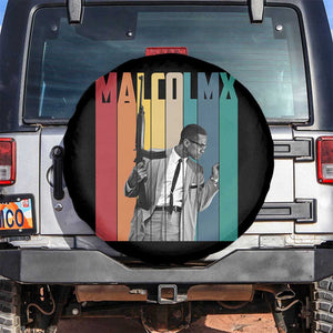 Malcolm X Spare Tire Cover Retro Portrait Black Empowerment Heritage Gift TS12 No hole Black Print Your Wear