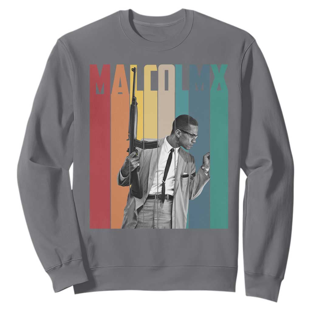 Malcolm X Sweatshirt Retro Portrait Black Empowerment Heritage Gift TS12 Charcoal Print Your Wear