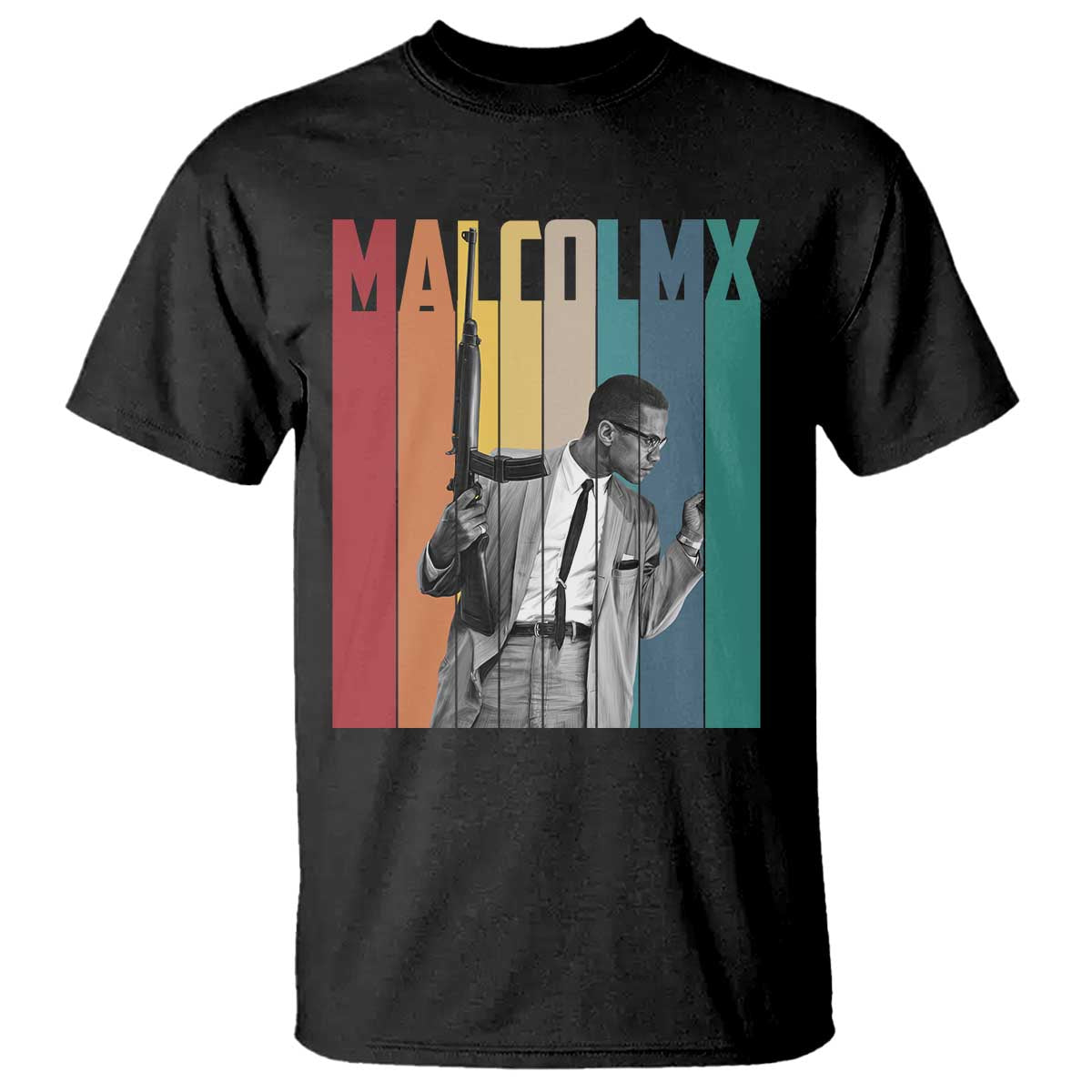 Malcolm X T Shirt Retro Portrait Black Empowerment Heritage Gift TS12 Black Print Your Wear